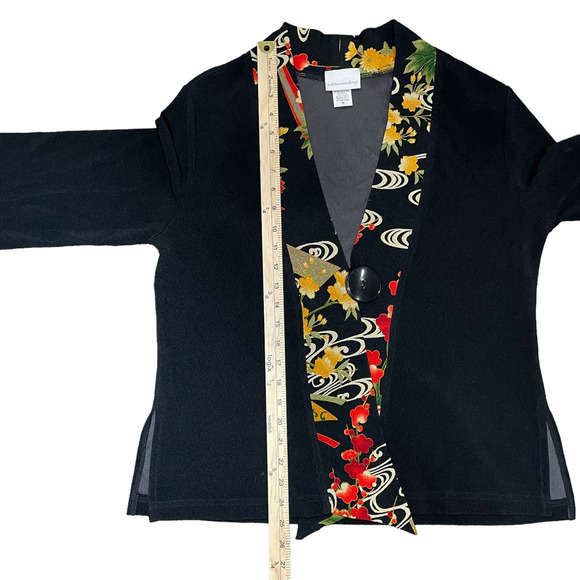 Soft Surroundings Kimono Jacket‎ Blazer Cardigan Artsy Asian Lagenlook Women's M - Picture 8 of 9